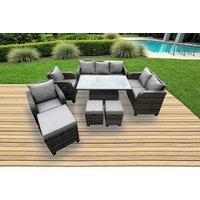 Luxury Weather-Resistant Rattan Reclining Garden Dining Set with Rising Table