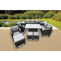 Modern Reclining Rattan Garden Dining Set with Rising Table - 6 Seater, Weather-Resistant