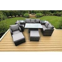 Modern Rattan Reclining Outdoor Dining Set - 2-Seater, Weather-Resistant, Rising Table