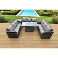 Weather-Resistant Rattan Arc Armrest Sofa Dining Set - 6-Seater Garden Furniture