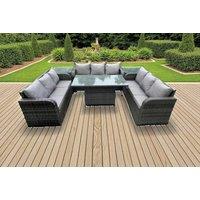 Luxurious Weather-Resistant Rattan Sofa Set with Rising Dining Table