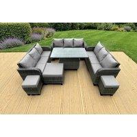 Luxurious Weather-Resistant Rattan Dining Set with Rising Table