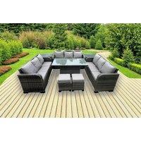 11-Seater Weather-Resistant Rattan Garden Dining Set with Rising Table