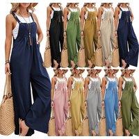 Unisex Pink Women'S Wide Leg Jumpsuit - Breathable Cotton, 10 Colours
