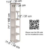 Tek Industrial Metal Bookcase - 5-Shelf Modular Storage, White/Oud, Space-Saving & Durable