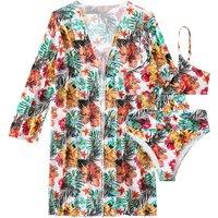 Women'S 3-Piece Floral Bikini Set With Cardigan Cover-Up In 6 Sizes And 4 Colours