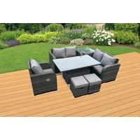 Luxurious 7-Seater Rattan Garden Set With Versatile Rising Table