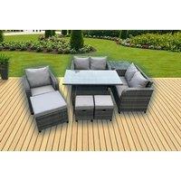 8-Seater Weather-Resistant Rattan Dining Set with Reclining Sun Loungers