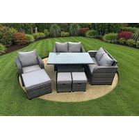 Luxurious Weather-Resistant Rattan Dining Set with Reclining Sun Lounger