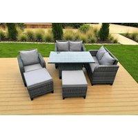 7-Seater Weather-Resistant Rattan Dining Sofa Set with Reclining Chairs & Rising Table