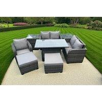 Elegant Rattan Loveseat Sofa Set with Adjustable Rising Table