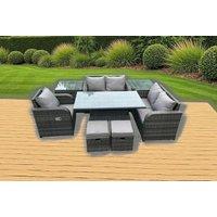 Modern Weather-Resistant Rattan Reclining Sofa Set with Rising Table - 2 Seater
