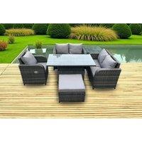 PE Rattan Weather-Resistant Reclining 2-Seater Sofa Set with Rising Table