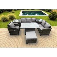 Luxury Rattan Reclining Garden Sofa Set with Rising Table - Weather-Resistant, 6-Seater