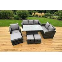 Luxurious Rattan Dining Set with Reclining Sun Loungers