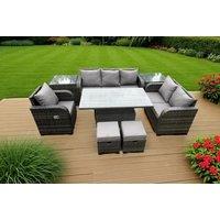 Luxurious PE Rattan Reclining Garden Sofa Set with Rising Table