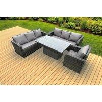 Luxury Rattan Reclining Sun Lounger Set with Rising Table