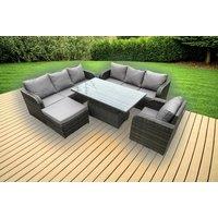 Modern Rattan Reclining Garden Dining Set with Rising Table