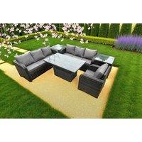 Luxurious Weather-Resistant Rattan Dining Sofa Set with Reclining Lounger