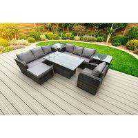 Luxury Rattan Reclining Garden Dining Set with Rising Table - Weatherproof, 4-Seater Modern Patio Furniture