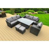 Luxurious Rattan Reclining Garden Dining Set with Adjustable Rising Table