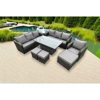 Luxurious Rattan Garden Dining Set with Rising Table
