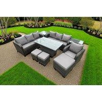 Rattan Dining Set with Reclining Sun Lounger & Weather-Resistant Frame