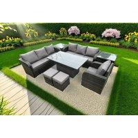 Luxurious Weather-Resistant PE Rattan Dining Set with Reclining Sun Loungers