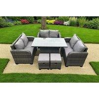 Luxury U-Shaped Rattan Dining Set with Rising Table