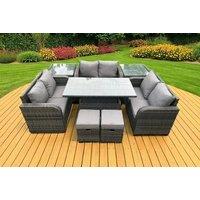 Modern Weather-Resistant Rattan U-Shaped Loveseat Sofa Set with Rising Table