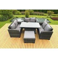 Luxury U-Shape Rattan Garden Dining Set - Weather-Resistant, 9-Seater, Rising Table