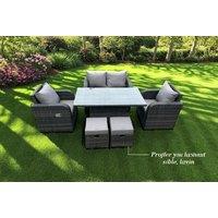 Luxurious Weather-Resistant Rattan Garden Dining Set with Reclining Sun Loungers