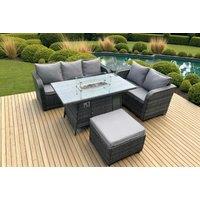 Modern PE Rattan Lounge Sofa Set with Firepit