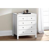 White Modern 5-Drawer Chest with Metal Handles - Contemporary Bedroom Storage