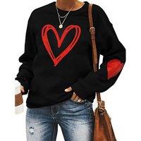 Unisex Grey Polyester Heart Sweatshirt - Whimsical Design, Relaxed Fit, Easy Care