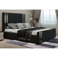 Elegant Silver Strip Velvet Bed Frame - 5 Sizes