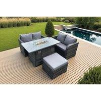 Luxury Rattan Garden Dining Set with Firepit Table