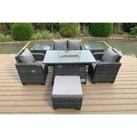 Luxurious Weather-Resistant PE Rattan Reclining Garden Set with Fire Pit