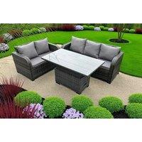 Deluxe 5-Seater Weather-Resistant Rattan Garden Sofa Dining Set with Rising Table