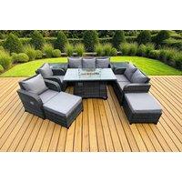 Luxurious Rattan Dining Sofa Set with Fire Pit Table