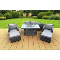 Ultimate Rattan Reclining Garden Set with Fire Pit - Stylish & Durable Outdoor Furniture