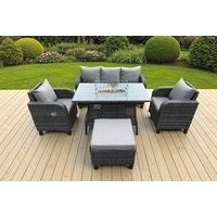 Modern Rattan Reclining Lounge Sofa Set with Fire Pit