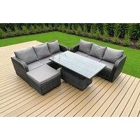 Luxurious Weather-Resistant Rattan Dining Set with Adjustable Table