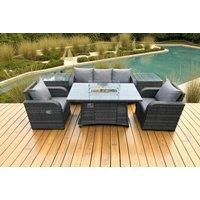 Luxurious Rattan Reclining Lounge Sofa Set with Gas Firepit