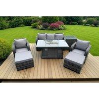 Luxurious Rattan Garden Dining Set with Firepit