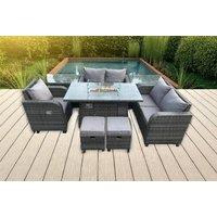 Luxurious Weather-Resistant Rattan Dining Set with Reclining Sun Lounger