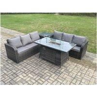 Pe Rattan Sofa Set With Firepit Table