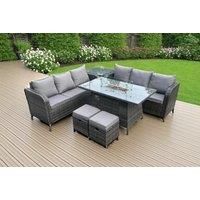 Luxurious 8-Seater Weather-Resistant Rattan Sofa Set with Fire Pit Table