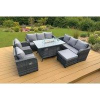 Luxurious Weather-Resistant Rattan Reclining Garden Set with Firepit