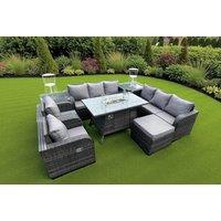Modern Rattan Recliner Garden Set with Fire Pit Table - Weather-Resistant, 5-Seater Outdoor Lounge